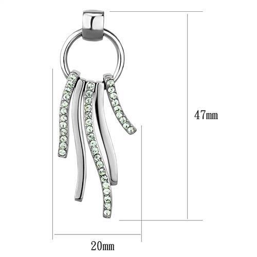TK2633 - High polished (no plating) Stainless Steel Earrings with Top Grade Crystal  in Peridot-1